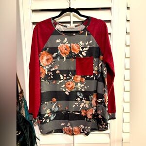 Women’s floral striped long sleeve top